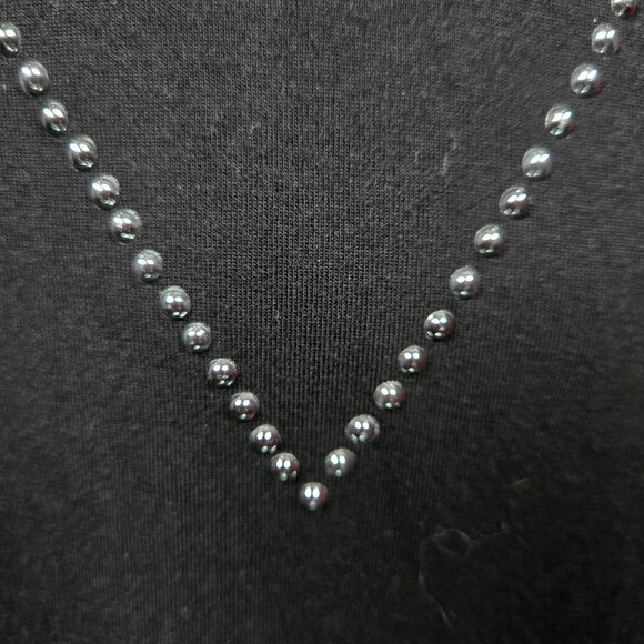 Y2K Long Top Size S Black Silver Studded Indie Sleaze Going Out Top 2000s V Neck - Picture 5 of 8